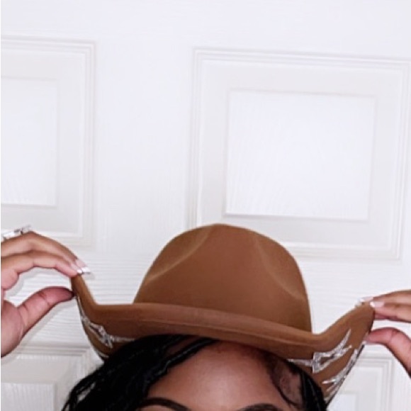 1pc Women's Unique Rivet Rhinestone Star Decoration Cowgirl Hat - Picture 5 of 6